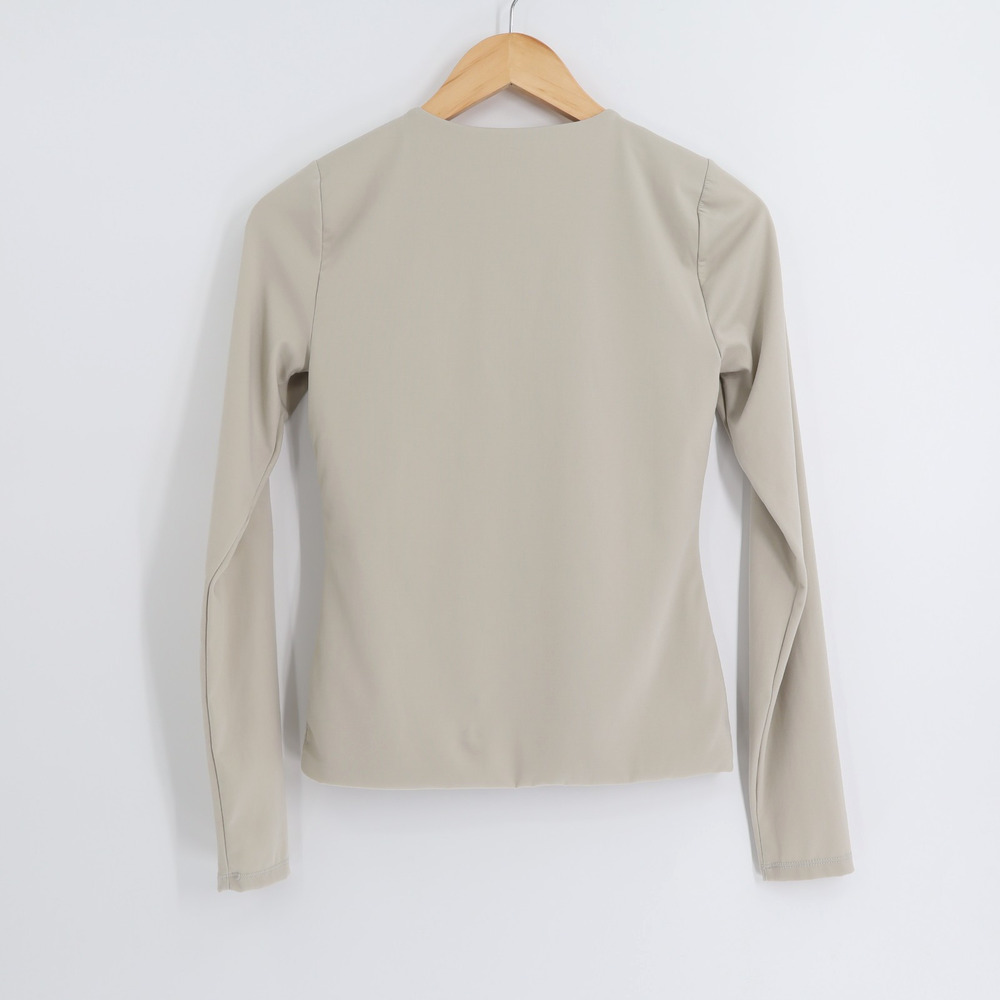 Spanx Sz Small Jersey Crewneck Long Sleeve Top Nude Compression Tee Smooth - Picture 2 of 8